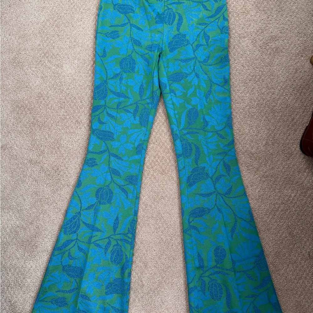 Floral Blue and Green Women's Pants